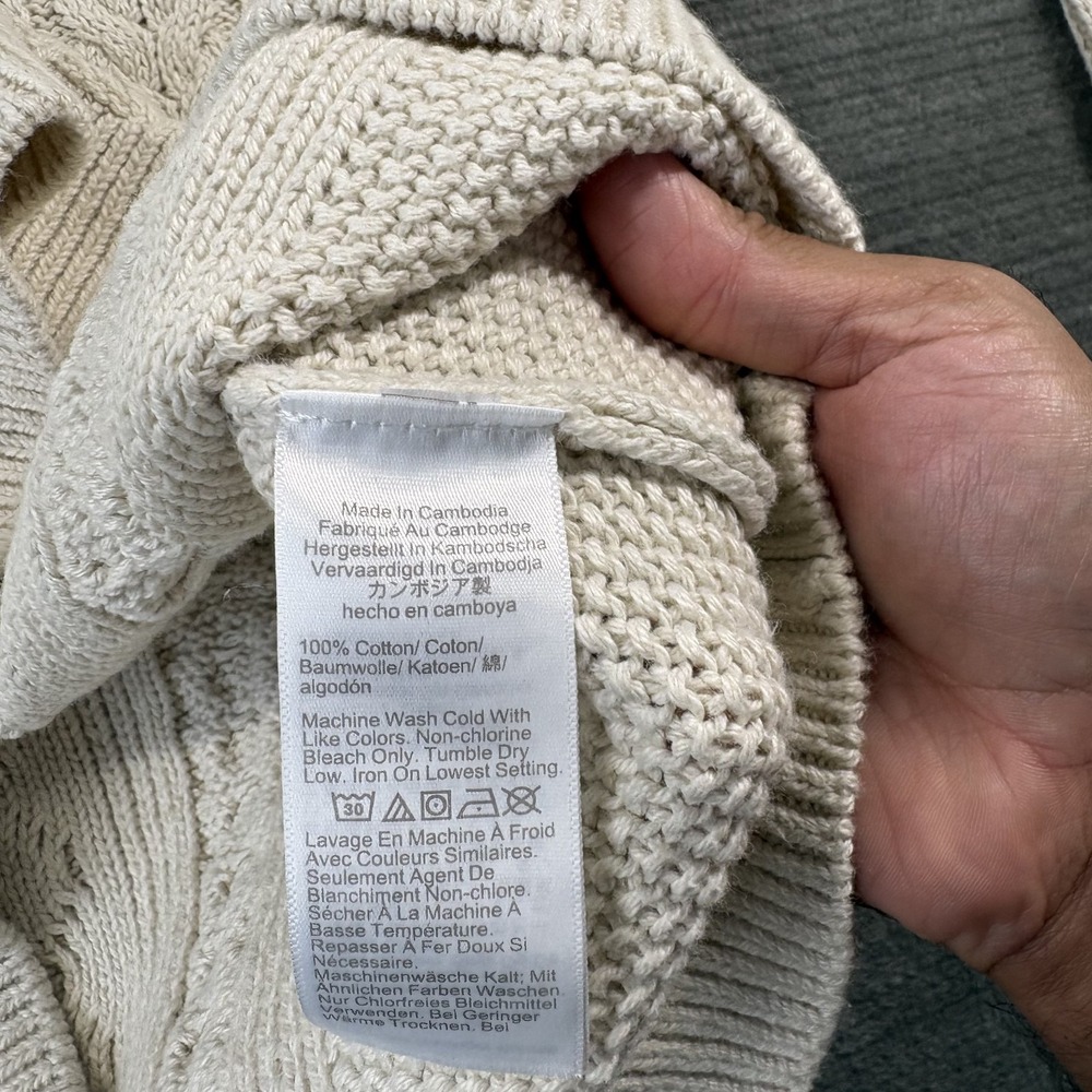 J Crew Sweater Women S Cream Cable Knit Fisherman Classic Coastal Cotton Preppy - Picture 7 of 10